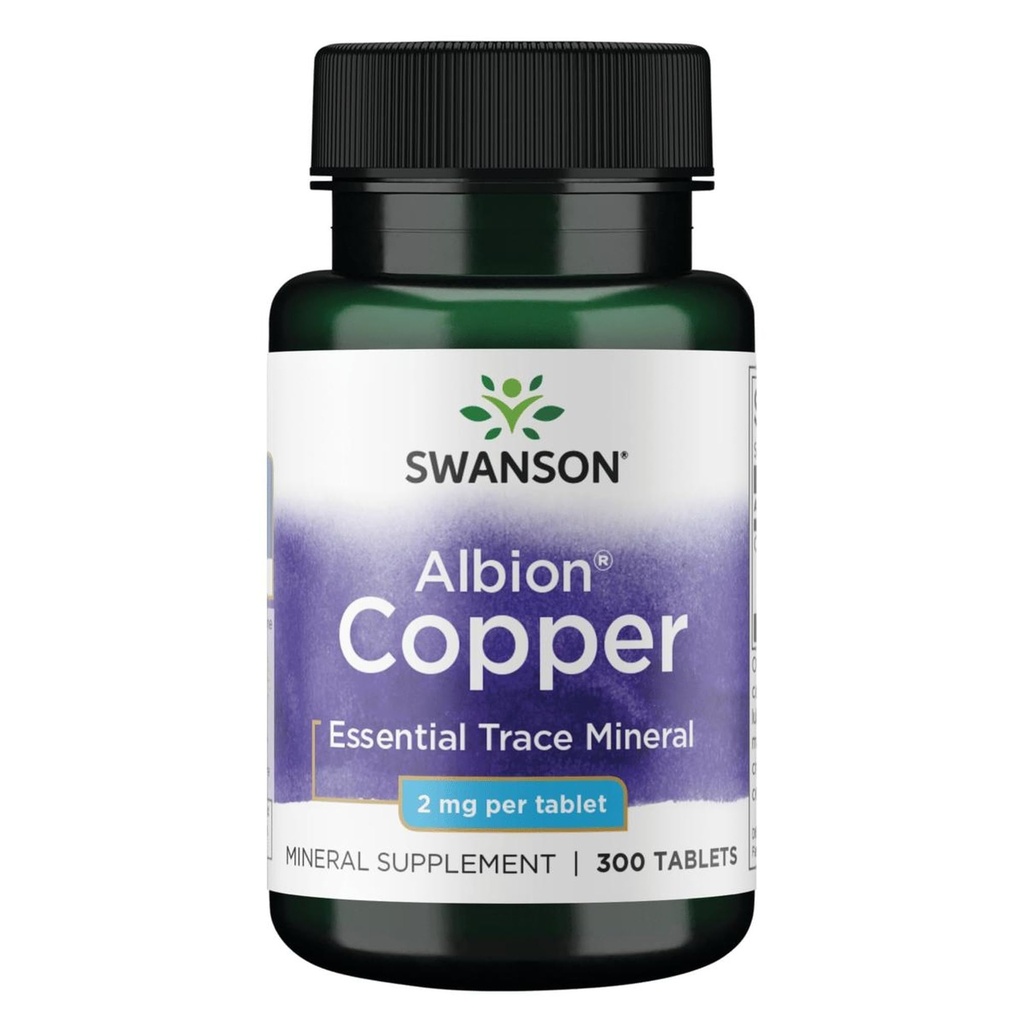 Swanson Cupru antioxidant Sistem imunitar Celulă roşie de susţinere a sângelui Supliment mineral (Copper chelat) 2 mg 300 Tabs (2 ambalaj)