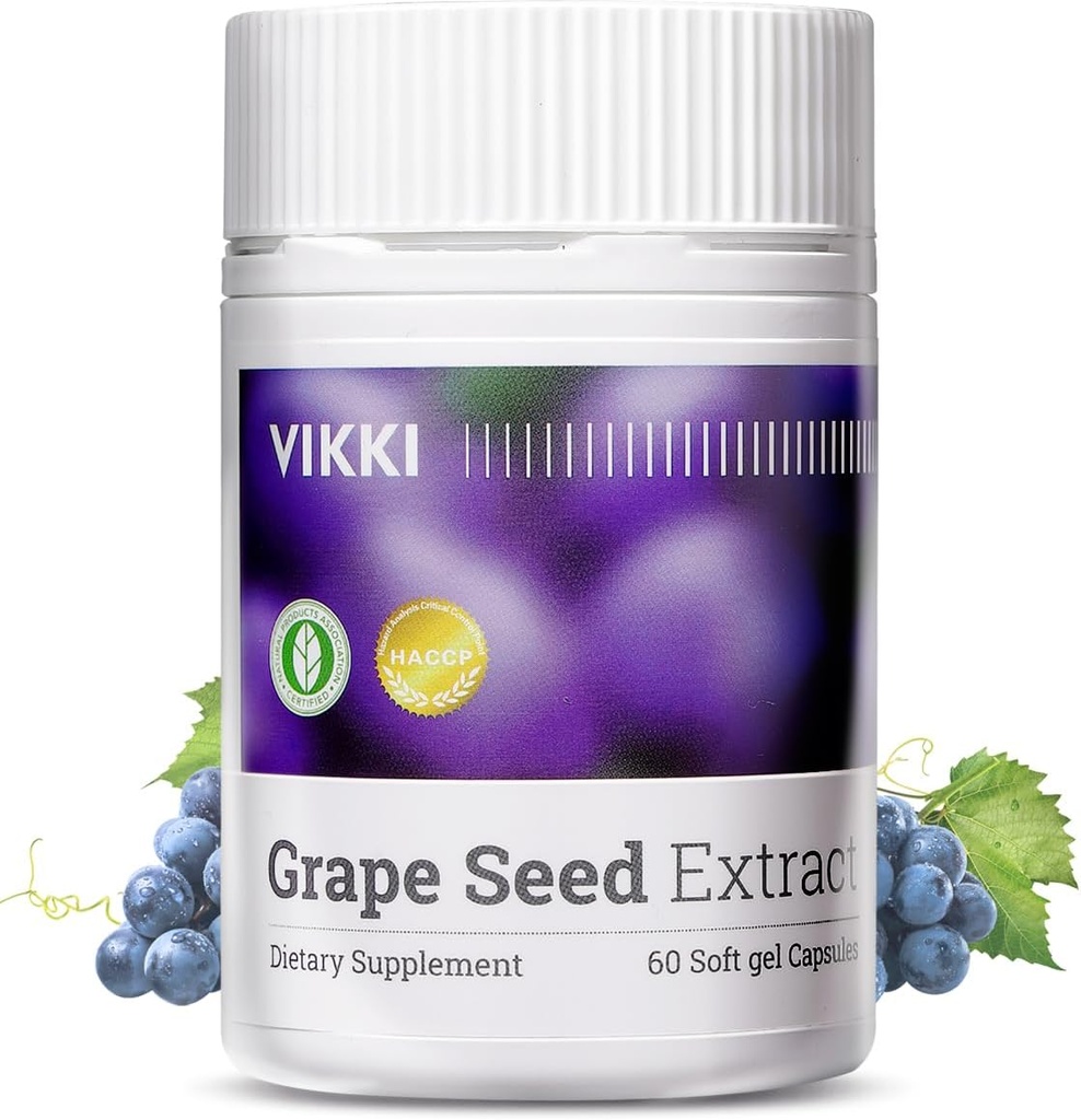 Vikki capsule extract de semințe de struguri 38100mg, 60 Conte, Putere maximă cu OPC Original Blueberry Essence