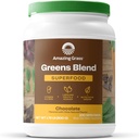 Verde uimitoare de iarbă Superfood pulbere: Verzi Pulbere cu enzime digestive & Probiotice, Spirulina organică, Chlorella, și Root Root Powder, Ciocolată, 100 Servings