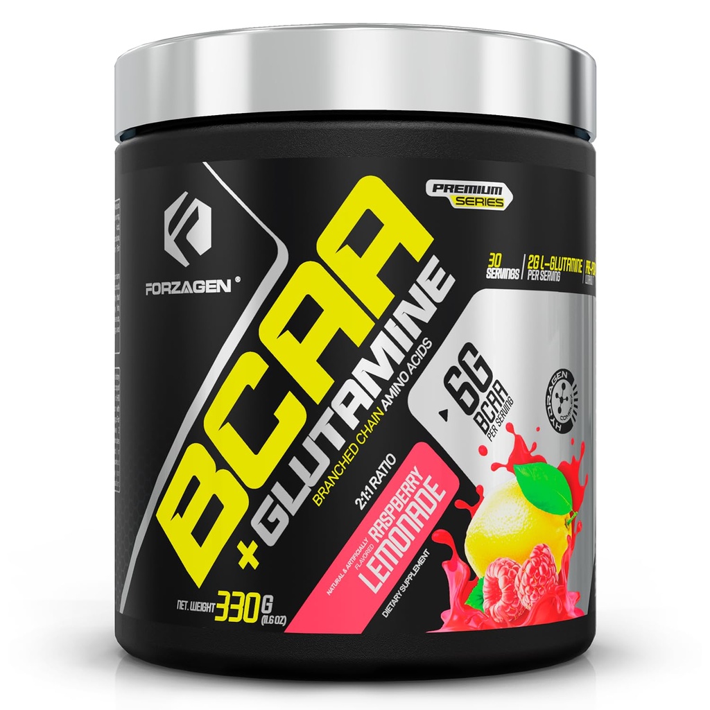 Forzagen BCAAS Aminoacidi pulbere cu glutamina BCAA pulbere, ramificat lant Amino Acids Suplimente pulbere, BCAA Lean Energy Pre Workout - Post Antrenament de recuperare musculare pulbere, 30 Serviri