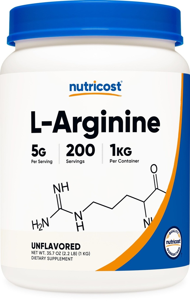 Nutricost L-Arginină pulbere 1KG - L-Arginină pură, 5g per servire