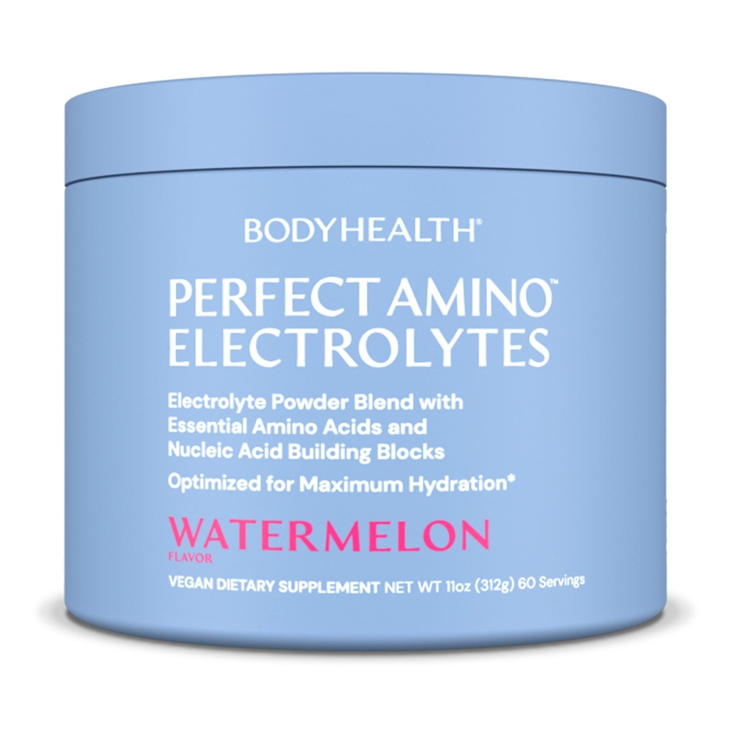 BodyHealth Perfect Amino Electroliti Pulbere Nu Zahăr, Keto Zahăr Free Fasting Electroliți Drink Mix, Pulbere de hidratare cu Minerale Trace - Pepene verde - 60 Serviri