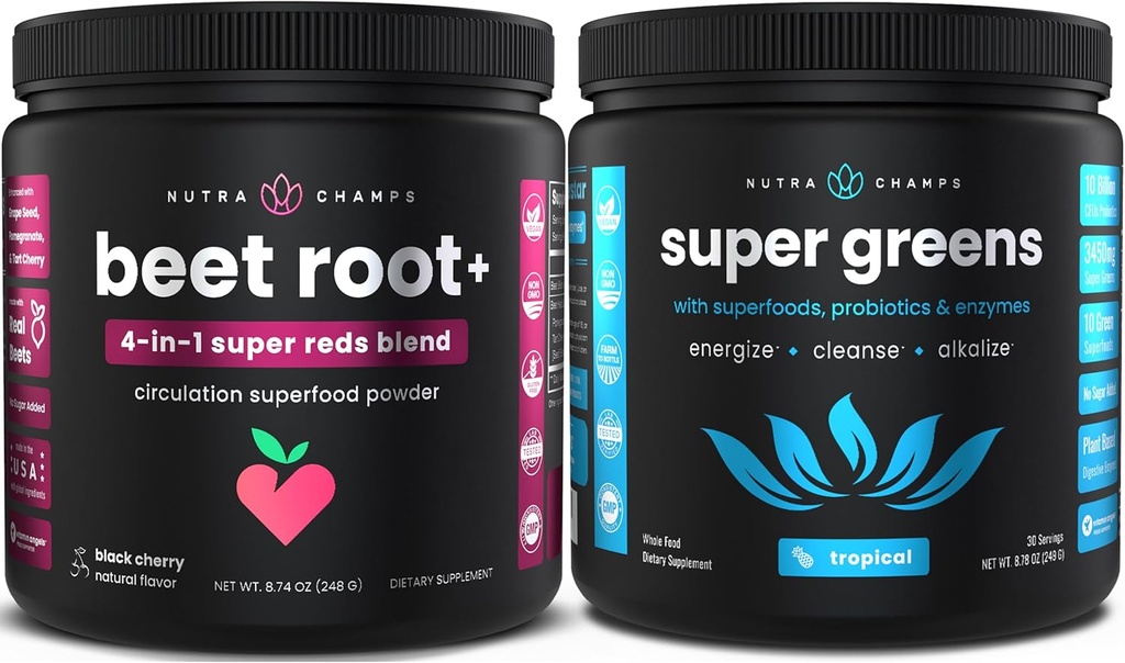 NutraChamps Sfeclă de rădăcină pulbere - Verzi Superfood pulbere