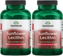 Swanson Floarea-soarelui lecitină - Suplimentul vegetal Promovarea funcţiei creierului sănătos - Formula naturală Suportarea Heart Health & Healthy Folide Balance - (90 Softgels, 1200mg Fiecare) 2 Pack