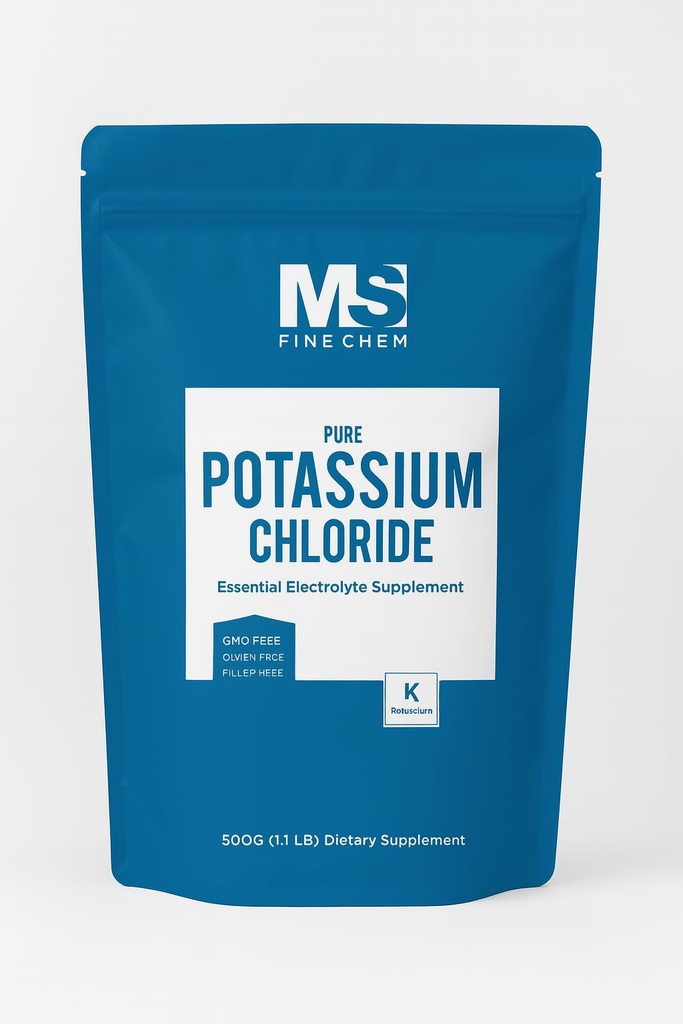 Pulbere de clorură de potasiu - 500 grame - 1,1 lb - Pulbere suplimentară de potasiu, Sare de clorură de potasiu Substituită, Sare de potasiu - Gluten Gratuit, 200 mg per Serving