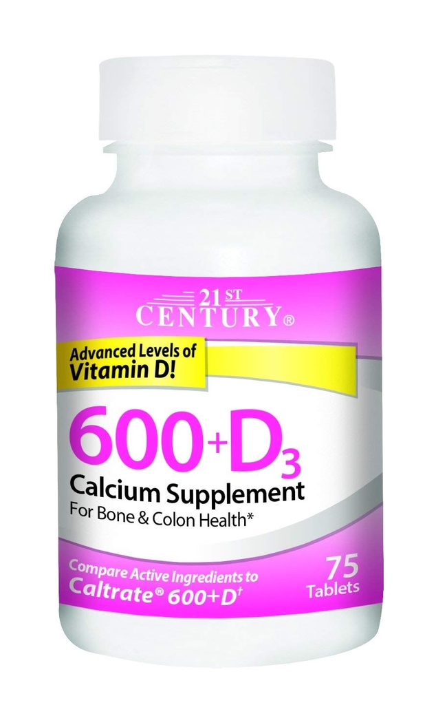 21st Century Calciu 600+D3 Tablet 600mg-800U 75 Count (2 ambalaj)