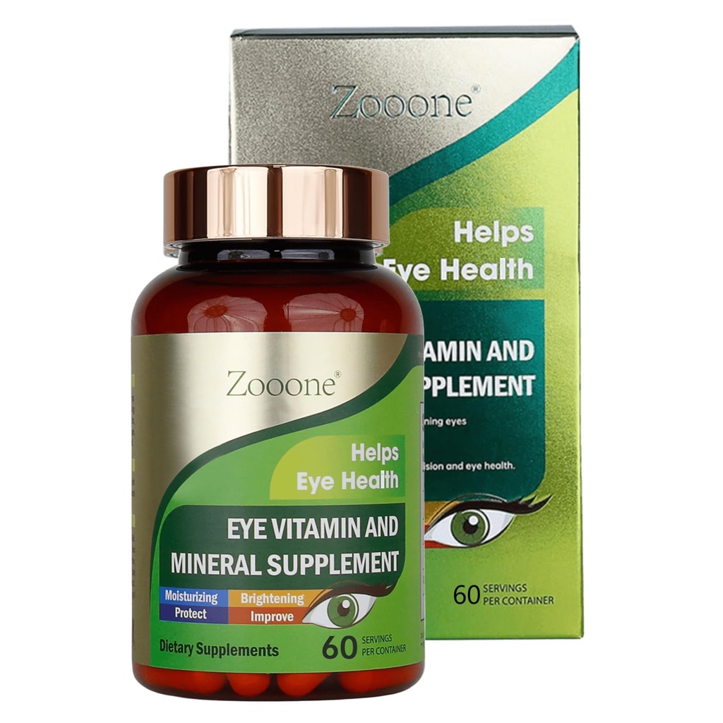 zooone- 60pcs Lutein ochi vitamine Supliment nutritional pentru sanatate maculara si suport ochi uscat, Conține luteina, zinc, vitamine C/E & Zeaxantină