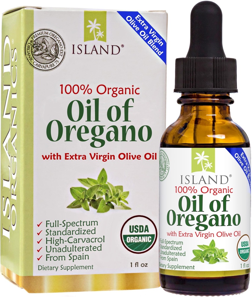 Ulei de Oregano Picături lichide organice (1 fl oz) - Amestec de ulei organic Oregano și ulei de măsline, cultivate în Spania