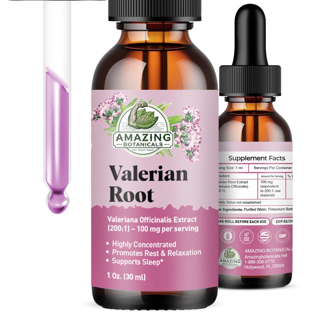 Picături de rădăcină de valeriană pentru somn - extract de tinctură valeriană organică 3000mg - pentru relaxare și calm - 1 FL OZ, 30 Servings