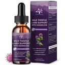 (4 Pack) Picături lichide Thistle Lapte Silymarin 1000mg, Supliment de ficat Detoxifiere & Curățați cu Dandelion & Artichoke, Milk Thistle Extract organic pentru sprijin Reparații Sănătatea ficatului, Vegan, Non-GMO, 1 Fl Oz