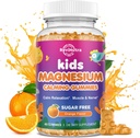 Gume de magneziu calm pentru copii - Magneziu Glicinat Supliment pentru somn, Brain, Imuna si sanatate osoasa - Gume de magneziu de mare Tasting pentru copii si adulti - Sugar Vegan gratuit Orange 60ct