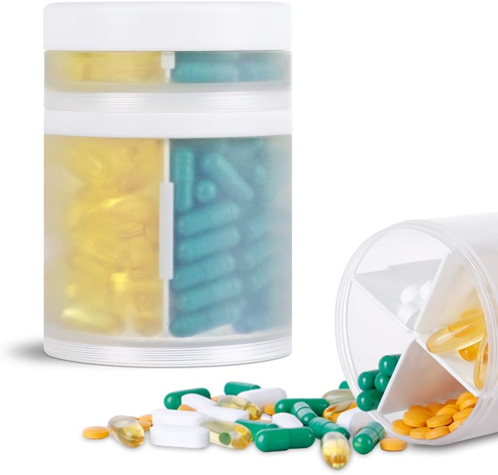 Extra mare supliment Organizator și caz pilula portabil cu 8 Compartimente dublu straturi Medicina Dispenser lunar vitamine Organizatorii pastile sticla,Transparent