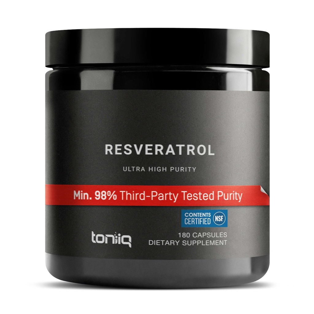 Toniiq Ultra capsule de înaltă puritate Resveratrol - 98% Trans-Resveratrol - extrem de purificat și Biodisponibil - 180 Caps Reservatrol Supliment