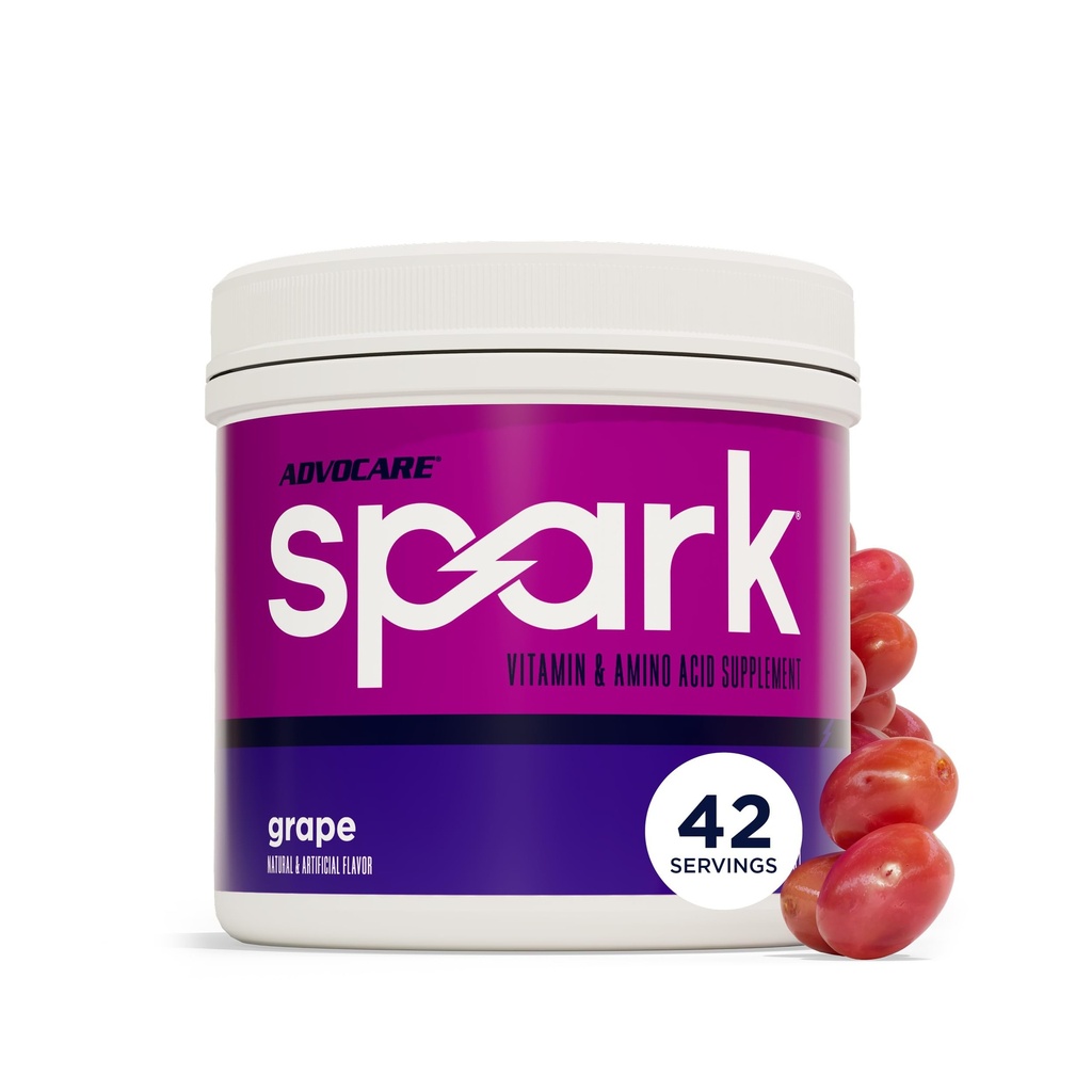 AdvoCare Spark - Energetic Drink Mix - Vitamină & Aminoacid Supliment - Sprijină Energia și Focus - Suport Immune Portabil - Zahăr-Free - Struguri (10,5