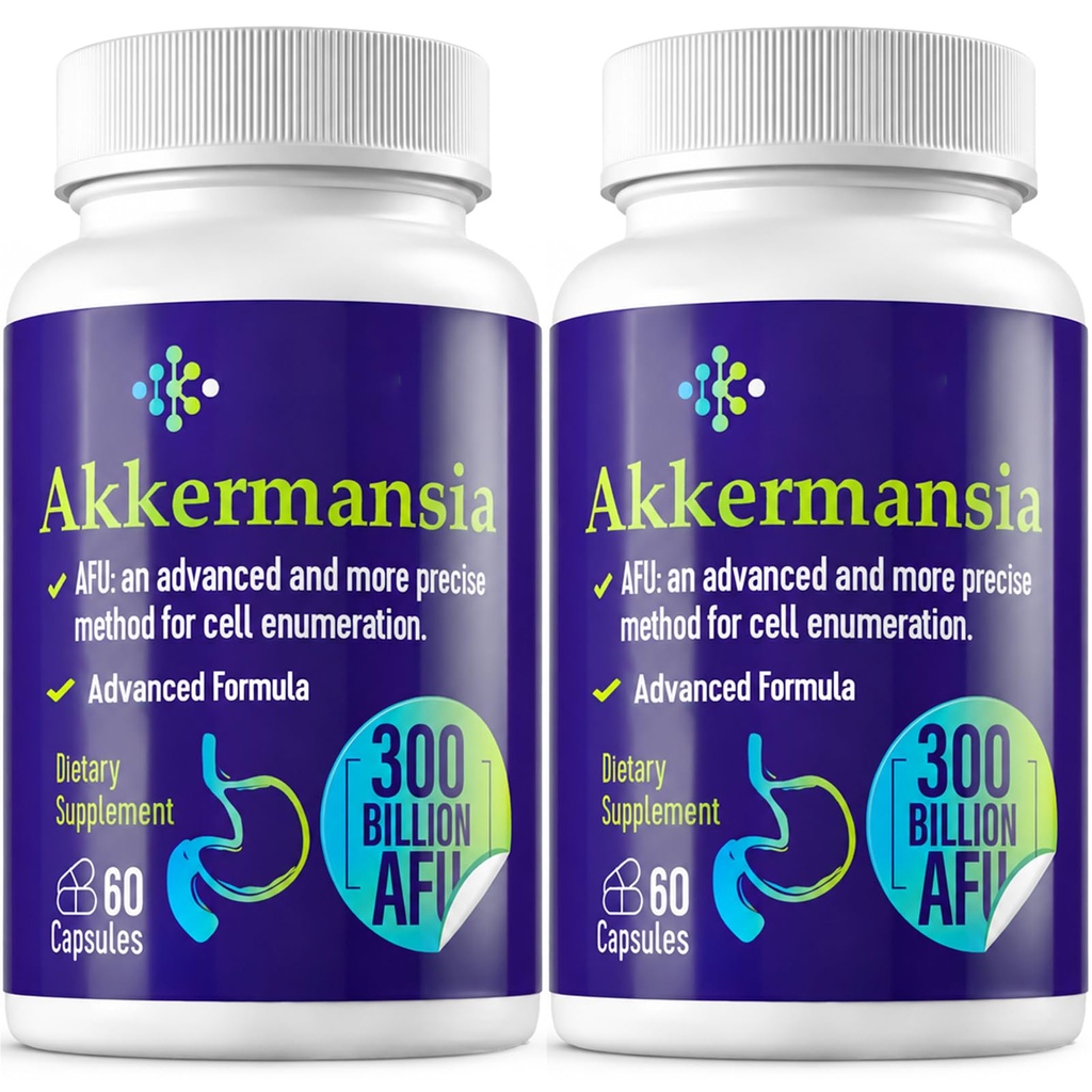 300 Miliarde AVU Akkermansia Probiotic pentru femei si barbati, Akkermansia Muciniphila pentru mai mult GLP-1 Productie, Digestive, Gut & Imune, Functia de Lining Gut Digestive, 120 Conte