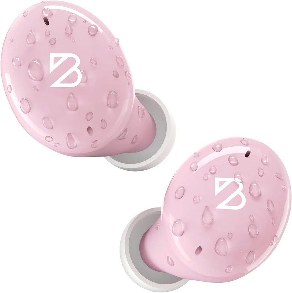 Back Bay Audio Tempo 30 Earbuds wireless pentru urechi mici - Premiu-winning sunet, sudoare Bluetooth Earbuds, Muguri de urechi confortabile pentru femei, Căști roz Canale urechi mici, Căști cu baterie lungă