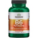 Swanson B6 Pyridoxine - Suplimentul de vitamine care promovează sănătatea cardiovasculară și metabolismul energetic - Formula naturală de promovare a bunăstării globale - (250 capsule, 100 mg fiecare)