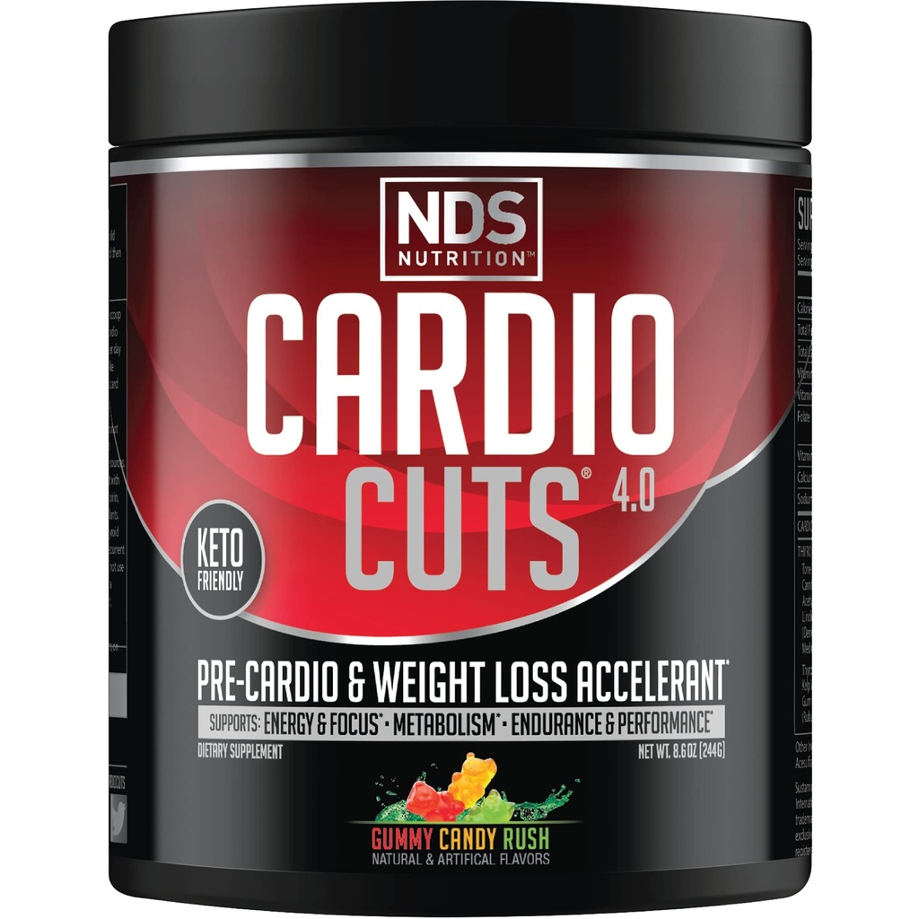 NDS Nutriție 4.0 Suplimentul de antrenament Pre - Pierderea în greutate avansată și Formula Pre Cardio cu L-Carnitina, CLA, MCT-uri, L-Glutamine, și ulei de șofrănaș - Gummy Rush (40 Serviri)