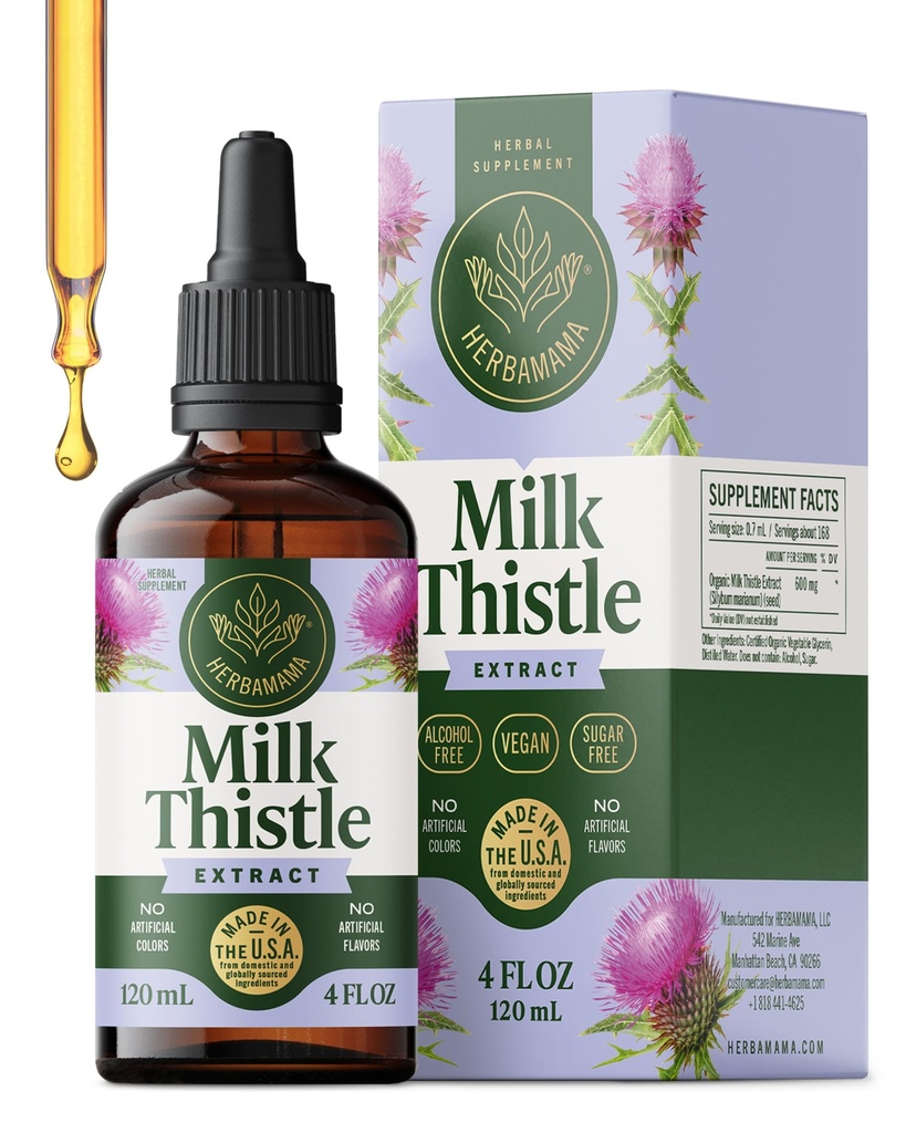 HERBAMAMA Milk Thistle Supliment pentru Detoxifiere Ficat 