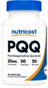 Nutricost PQQ (Pyrrolochinolină quinonă) 20 mg, 30 capsule - Capsule vegetariene, non-GMO, gluten liber