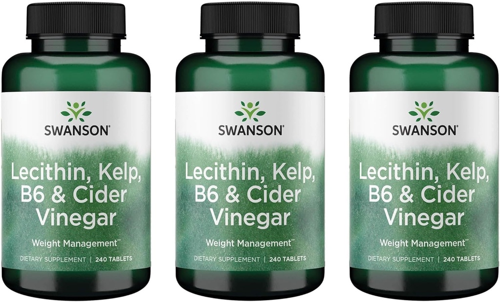 Swanson Lecithin Kelp B-6 & Cidru Oţet 240 Tabs (3 ambalaj)
