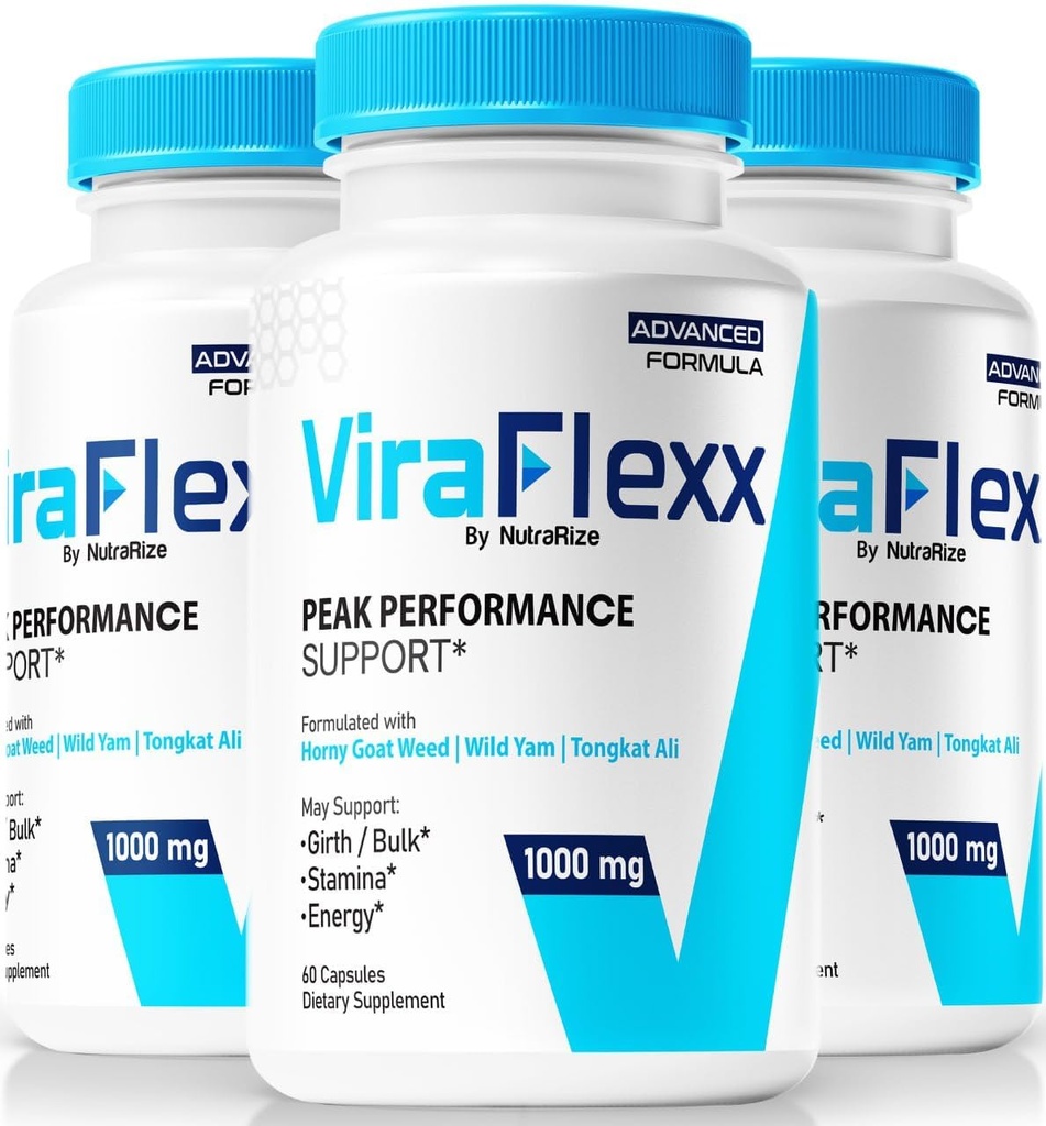 NutraRize (3 ambalaj ViraFlexx pentru bărbaţi, Capsule Pro, Suport de performanţă masculin 500mg, Toate Suplimentul Dieta natural pentru a sprijini sănătatea generală, Vira Flexx Recenzii (180 capsule)