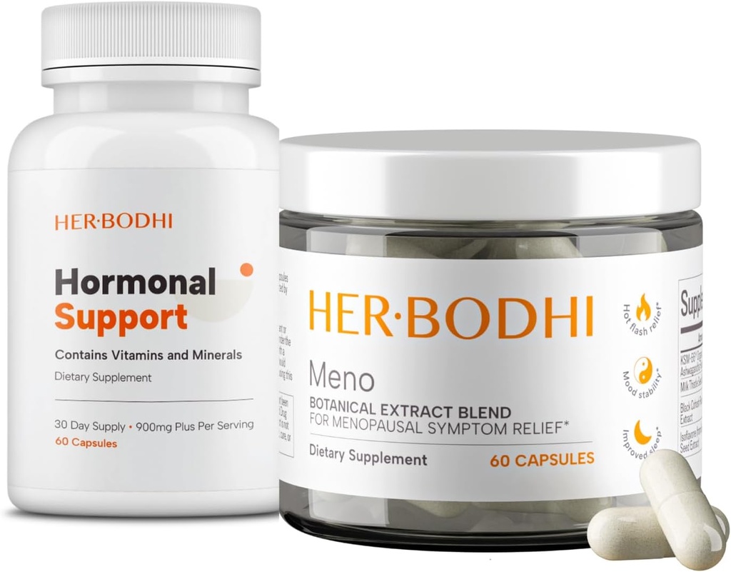 Meno & Hormonal Supplements - Menopause Hormonial Echilibru pentru femei (60 Caps) & Hormone Echilibru Supliment pentru femei, PMS Supplement (60 Caps), 2 elemente