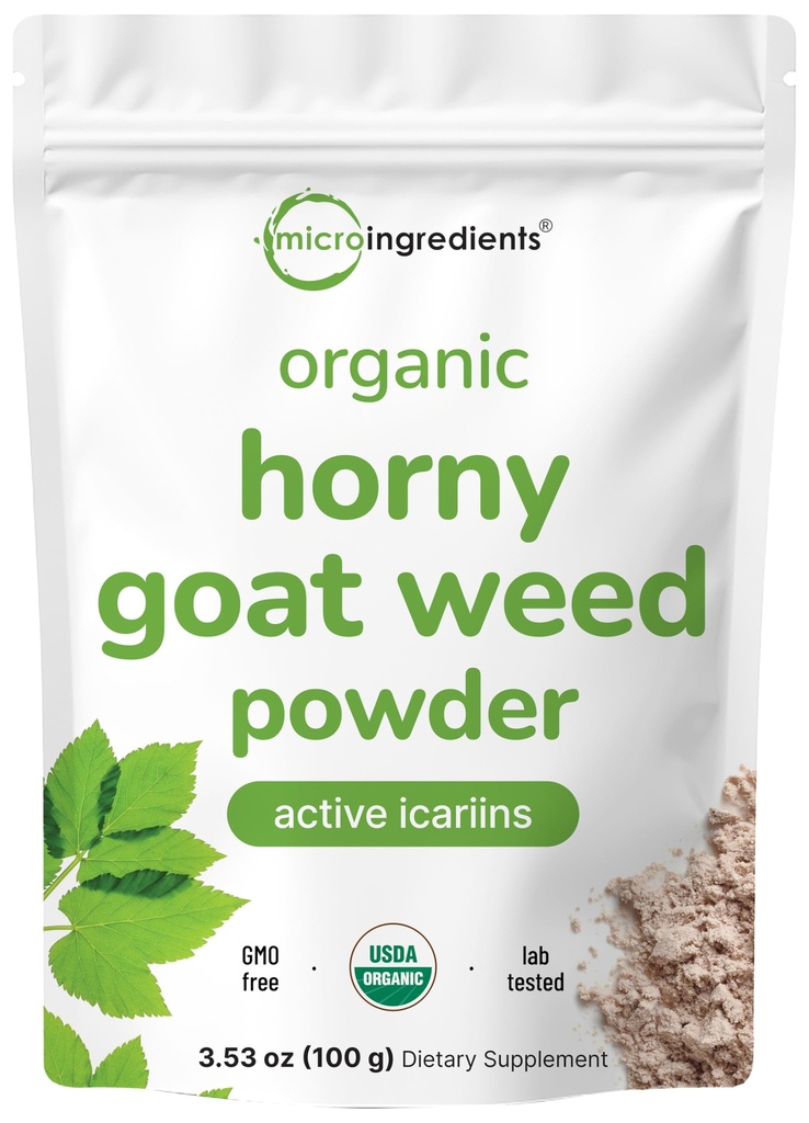 Putere maximă Organic Pure Horny Goat buruieni cu Icariins active pentru bărbați și femei, 100 Grams, organic Epimedium pulbere pentru energie și sistemul imunitar Booster, Filler gratuit și Vegan prietenos
