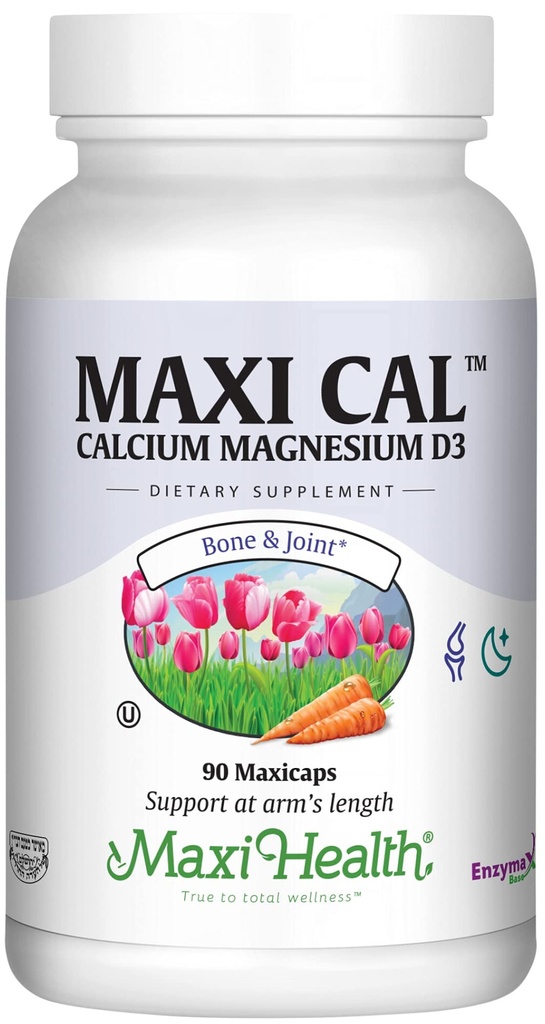 Maxi Health Calciu 1000 mg Supliment cu vitamina D3 (1000 UI) şi magneziu (500 mg) - Oase, dinţi şi suport comun pentru bărbaţi şi femei - 90 capsule