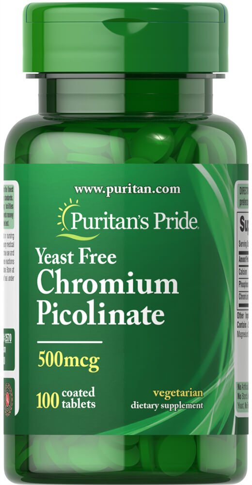 Puritani Pride Crom Picolinat 500 Mcg Drojdie Gratuit, 100 Conte