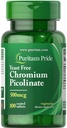 Puritani Pride Crom Picolinat 500 Mcg Drojdie Gratuit, 100 Conte