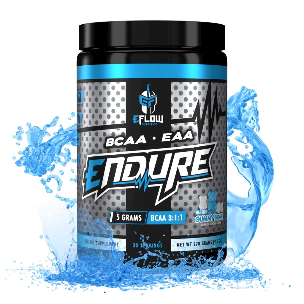 EFlow Nutritie Endure BCAA Plus EAA - Aminoacidi esentiali Powder Electroliti Intra Workout - Imbunatatirea energiei, recuperare si performanta - Warrior Gummy Bear (30 Serviri)