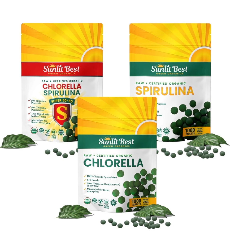 Sunlit Cel mai bun Chlorella Ultimate & Spirulina Bundle 