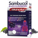Sambucol tablete de relief pentru răceală și gripă - Homeopatic Rece Medicine, Remediu pentru adulți, Black Elderberry pentru răceli, Zinc Remediu - 30 Conte