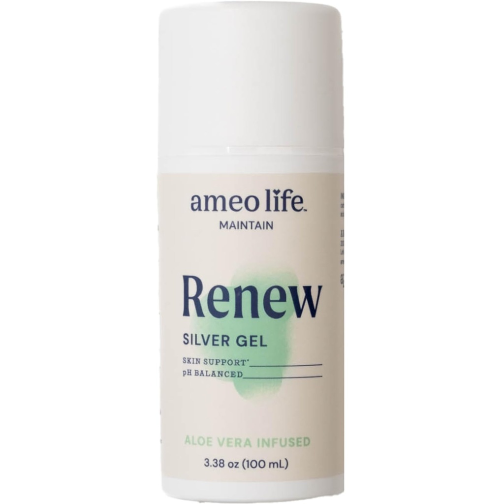 Ameo Life Gel de argint coloidal pentru îngrijirea pielii cu Aloe Vera - 30ppm Gel de îngrijire a rănilor oferă îngrijirea rănilor pentru tăieturi, Scrapes & Burns - Formula blândă pentru piele sănătoasă (3.38 oz)