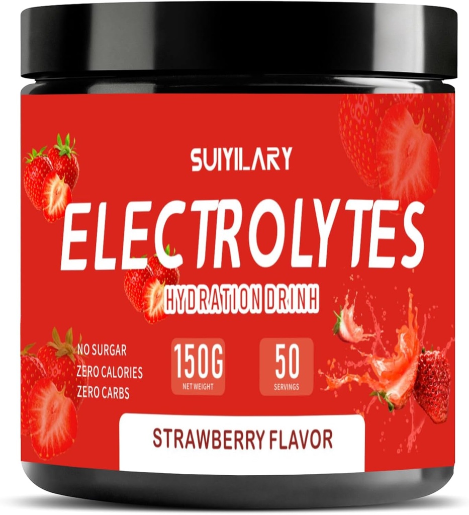 Electroliti pulbere Fără zahăr fără carbohidrați, Keto Daily Electrolyte Drink Mix, Potasiu & sare Hidratare pulbere Electroliți Zero Calorie Zahăr Electrolit pulbere gratuit, Căpșuni 50 Serviri