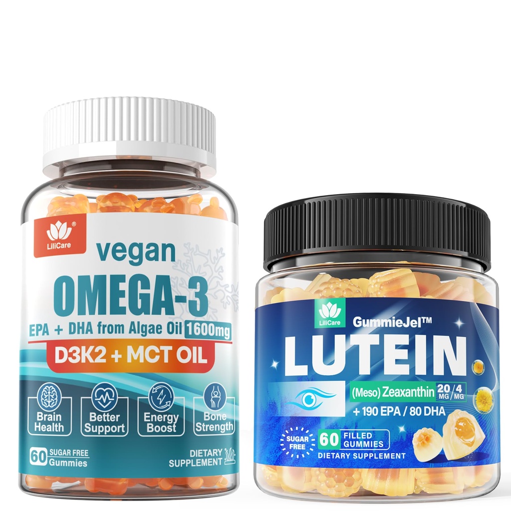 Zahăr gratuit Lutein 20mg 40mg & Vegan Omega3 Gumies 1280mg