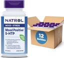 Natrol Mood pozitiv 5-HTP 50mg cu L-Theanină, vitamina B6, vitamina B12 și Folate, Supliment alimentar ajută la susținerea unui mod pozitiv, 50 comprimate, 25-50 zi de aprovizionare (Pachet de 12)