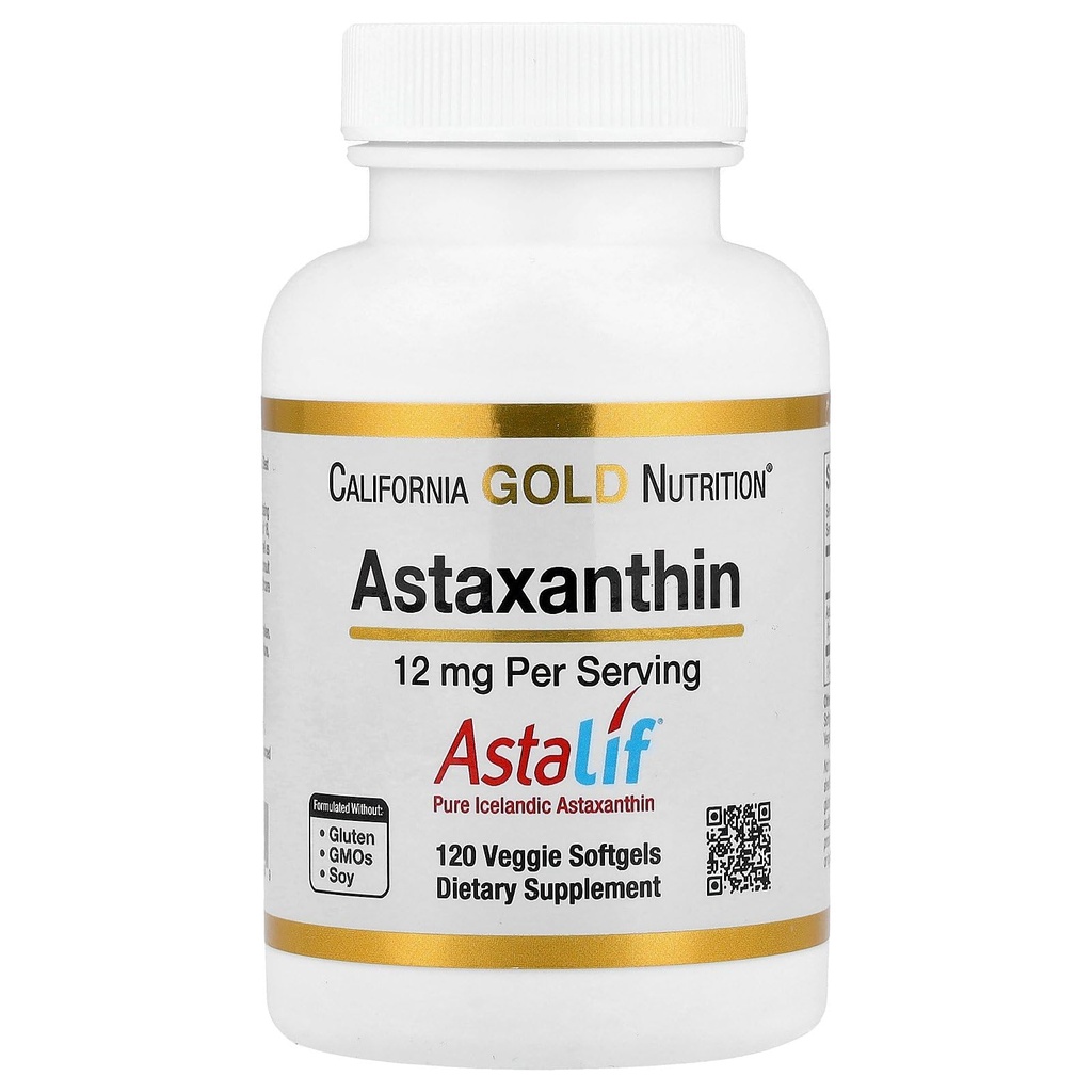 California Gold Nutrition Astaxanthin, Antioxidant Carotenoid, AstaLif Pure Islandez Biologic Active 99% Isomer, 12 mg, 120 Veggie Softgels