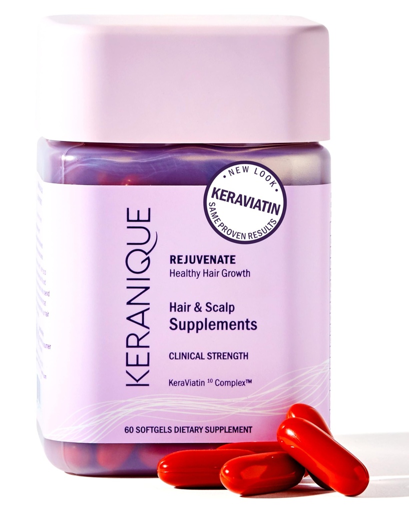 Keranique KeraViatin Hair & Scalp Health Supplement, Clinic Force, Biotin, Vitamina B, 120 Softgels-60 Count (Pachet de 2)