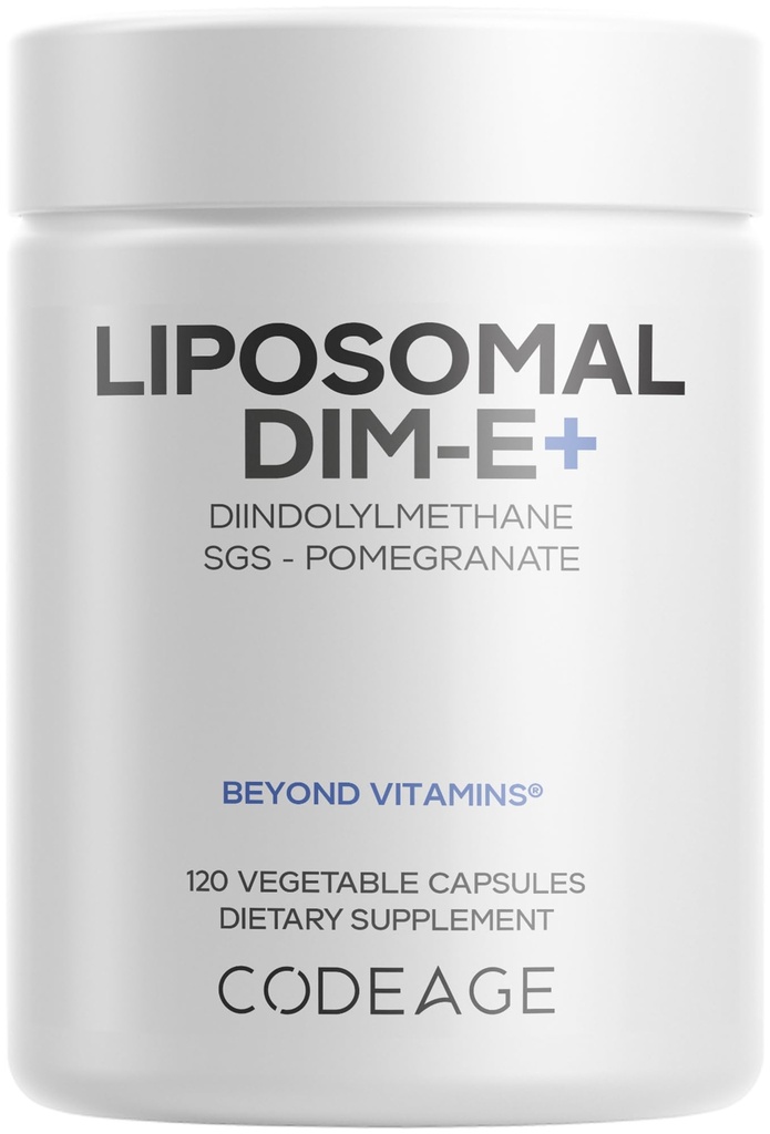 Codeage Liposomal DIM Supliment - 4 luni de aprovizionare cu vitamine DIM și SGS, rodii, broccoli, vitamina E Isomers Tocopherols Alpha Beta Gamma Delta - Formula lipozomal - Gluten-free - 120 capsule