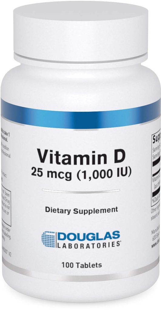 Douglas Laboratories Vitamina D 25 mcg (1000 UI) - D3 Vitamina - Pentru suport imunitar, Bone Health & Tooth Health* - D Vitamina ca Colecalciferol - 100 comprimate