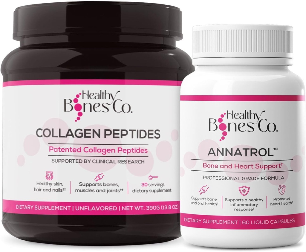 Annatrol Suport osos & FORTIBONE Colagen Peptides w/FORTIGEL, VERISOL - Os complet, articulație, piele, păr, unghii și suport metabolic 