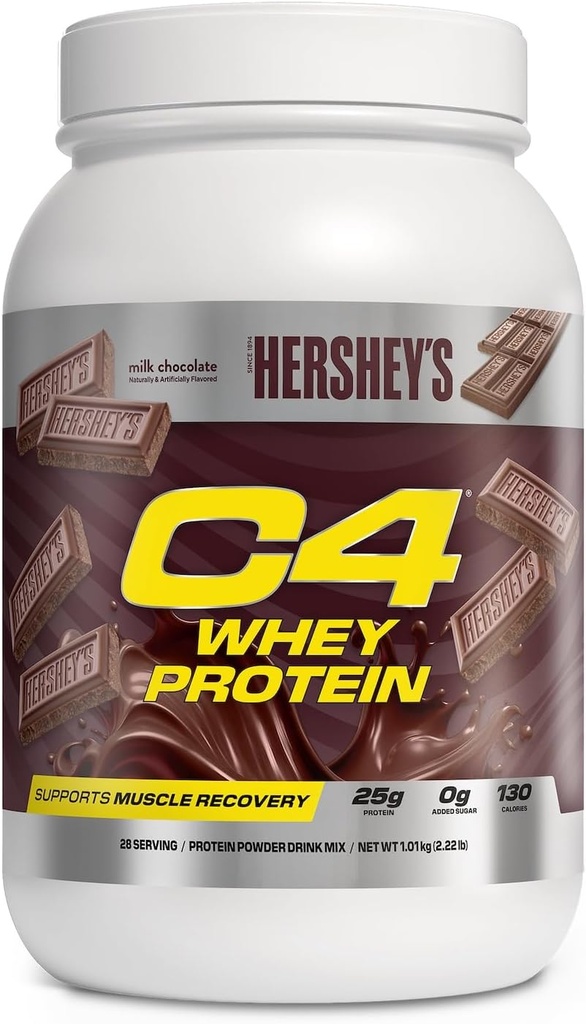 Cellucor C4 Whey Proteine Pulbere, Hershey lui Ciocolata - 25g Proteina, 0g Zahăr adăugat, 130 Calorii per servire, Sprijină Recuperare musculară, 28 Serviri, Premium Whey pentru post-workout