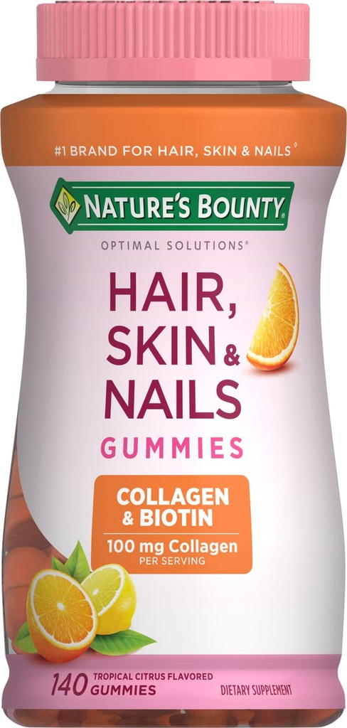 Natura's Bounty cu Biotin şi Colagen, Citrus Gummies, 140 Ct