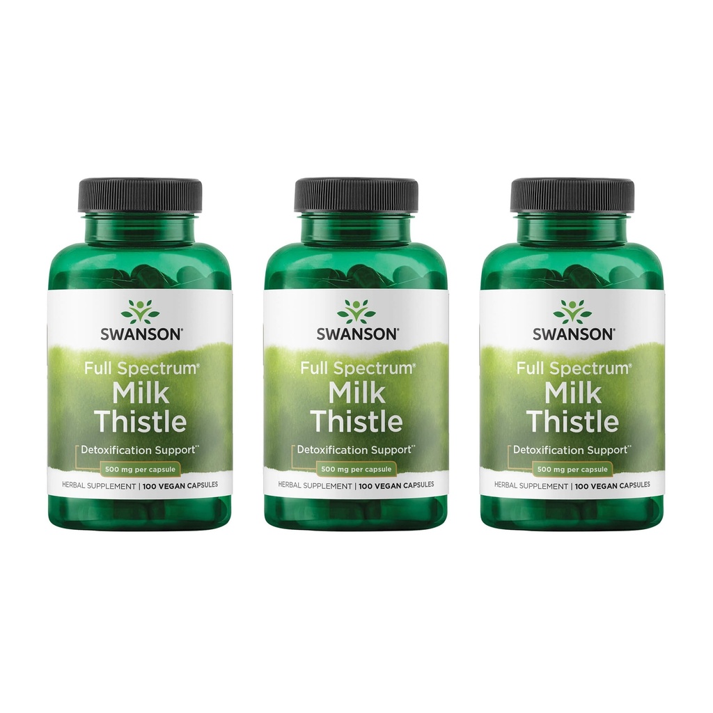 Swanson Milk Thistle - Suplimentul de suport pentru ficat de plante - Formula naturală care ajută la menţinerea stării generale de sănătate şi bunăstare - (100 capsule, 500 mg fiecare) 3 ambalaj