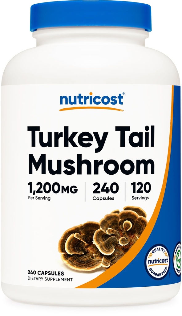 Nutricost Turcia Tail capsule ciuperci 1200mg, 120 Serviri (240 capsule) - Gluten gratuit, non-GMO, și Vegetarian prietenos
