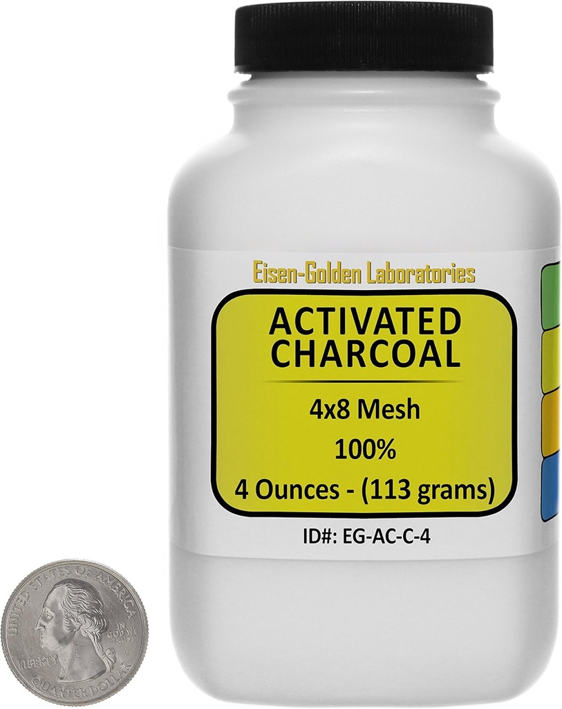 Coal activat [C] 100% ACS Grade Granule 4 Oz într-o sticlă Space-Saver SUA