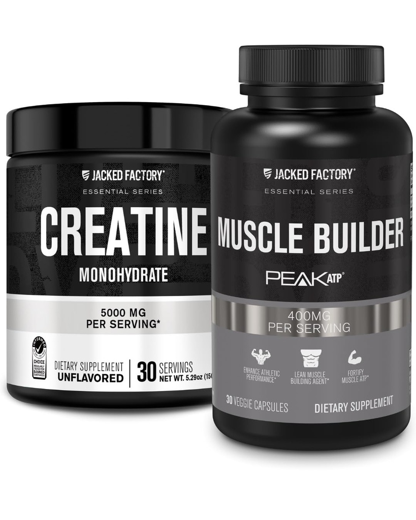 Creatina Fabrica Jacked pulbere monohidrat 150g - Createin Supliment pentru cresterea muschilor, Creşterea Putere şi esenţiale Constructor musculare - Zilnic Constructor musculare cu PeakATP (30 capsule)