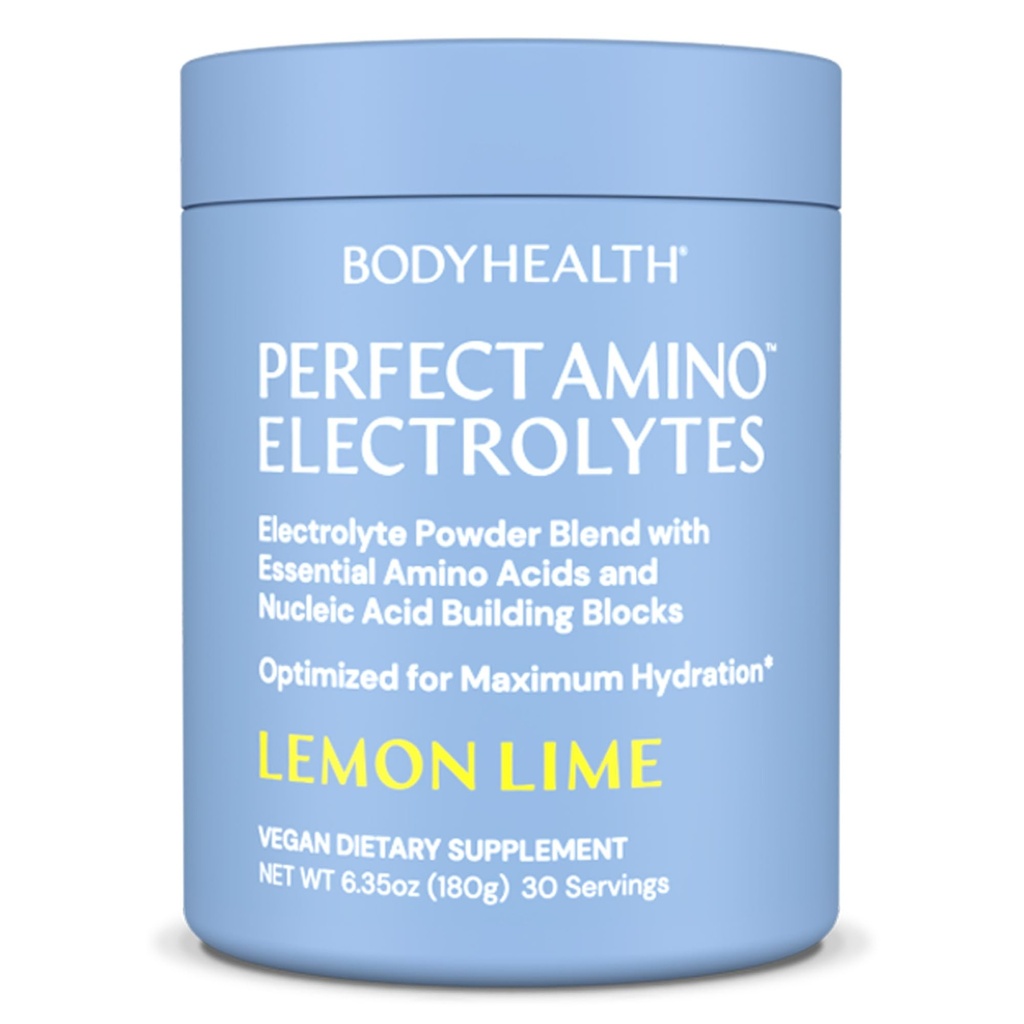 BodyHealth Perfect Amino Electrolit pulbere Nu zahăr, Hidratare Fasting Keto Zero Electrolites zahăr Băutură Mix cu Minerale Trace - Lămâie - 30 Serviri